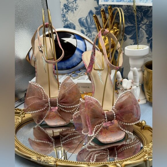 🆕 BETSEY JOHNSON 🧿 NWOB Fawn Slingback Sandal, Pink Floral - Sz US 7.5 - Picture 5 of 15